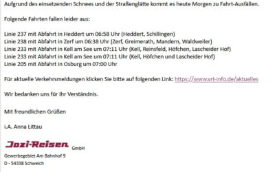 Aktuell! Busausfälle am 19.11.2025